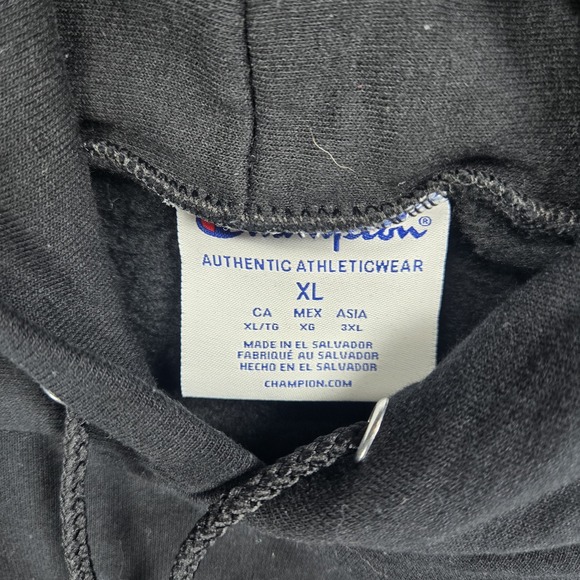 Champion Men's Pullover Logo‎ Midweight Hoodie Black Size XL EUC - Picture 6 of 7